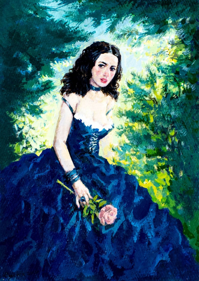 A Bancher (US,20/21C) acrylic painting (1 of 12)