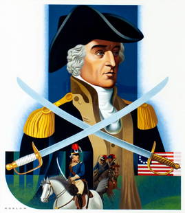 Howard Koslow (NJ,NY,1924-2016) oil painting: ARTIST: Howard Bertram Koslow (New Jersey, New York, 1924 - 2016) TITLE: Francis Marion (titled on verso) YEAR: 1985 MEDIUM: oil on board CONDITION: V