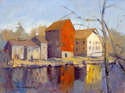 Robert Waltsak (NJ,b 1944) oil painting: ARTIST: Robert Alan Waltsak (New Jersey, born 1944) TITLE: Delaware River (titled on verso) YEAR: 2006 MEDIUM: oil on board CONDITION: Few minor scratches/paint losses. No visible inpaint under UV
