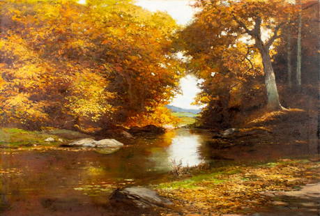Robert William Wood (CA,TX,MD,Canada,UK,1889-1979) oil painting: ARTIST: Robert William Wood (California, Texas, Maryland, Canadian, United Kingdom, 1889 - 1979) TITLE: Hidden Beauty MEDIUM: oil on canvas CONDITION: Missing a few flakes