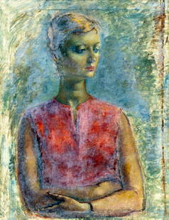 Clara Klinghoffer (NY,UK,Austria,1900-1970) oil painting: ARTIST: Clara Klinghoffer (New York, United Kingdom, Austrian, 1900 - 1970) TITLE: Portrait of Ann Held (titled on label) MEDIUM: oil on canvas CONDITION: One pinhole. Som