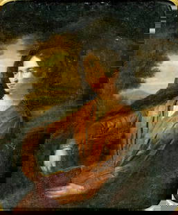 Antique 19C American oil painting signed: ARTIST: - (American, 19 century) TITLE: Woman with Book MEDIUM: oil on canvas CONDITION: Some small paint losses. Some craquelure. No visible inpaint under UV light. Some