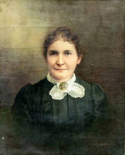 Menzel (German,early 20C) oil painting antique: ARTIST: Menzel (Germany, early 20 century) TITLE: Portrait of Woman YEAR: 1919 MEDIUM: oil on canvas CONDITION: Relined. Some small scratches/paint losse