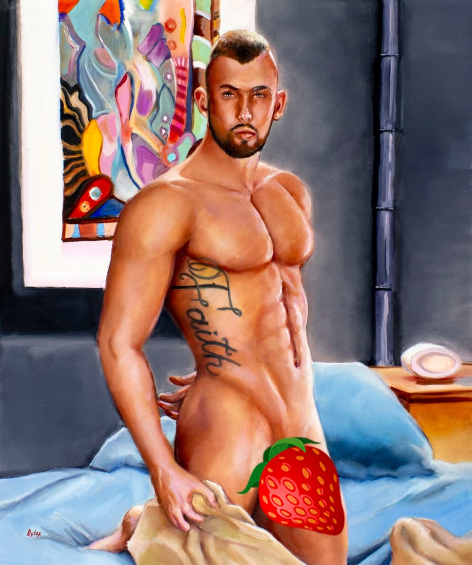 Dmitro Yaschenko (Ukraine,b 1990) oil painting: ARTIST: Dmitro Yaschenko (Ukrainian, born 1990) TITLE: Male Nude MEDIUM: oil on canvas CONDITION: Unstretched (In-House stretching available). Very good. No visible inpaint