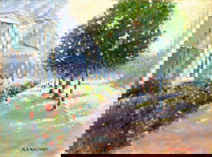 Robert Waltsak (NJ,b 1944) oil painting: ARTIST: Robert Alan Waltsak (New Jersey, born 1944) TITLE: Cityscape MEDIUM: oil on canvas board CONDITION: Very good. No visible inpaint under UV light. ART SIZE: 24 x 32 inches / 60 x 81 cm FRAME