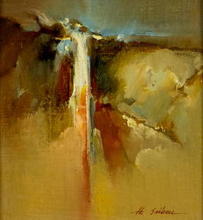 Hodges Soileau (LA,FL,b 1943) oil painting: ARTIST: Hodges D Soileau (Louisiana, Florida, born 1943) TITLE: Abstract Study (titled on verso) MEDIUM: oil on canvas board CONDITION: Very good. No visible inpaint under U