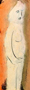 Sterling Strauser (PA,1907-1995) oil painting: ARTIST: Sterling Boyd Strauser (Pennsylvania, 1907 - 1995) TITLE: Nude YEAR: 1972 MEDIUM: oil on board CONDITION: Overall good. No visible inpaint unde