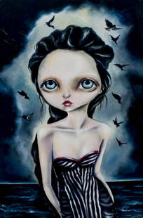 Zelyss Lygnou Kolassi (Greece,20/21C) acrylic painting: ARTIST: Zelyss Lygnou Kolassi (Greek, 20/21 centuries) TITLE: The Girl You Left Behind MEDIUM: acrylic on board CONDITION: Overall good. No visible inpaint under UV light. N