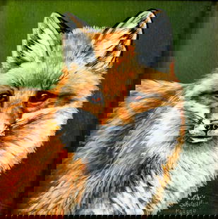 Chris Scheidler Pagano (PA,20/21C) oil painting: ARTIST: Chris Scheidler Pagano (Pennsylvania, 20/21 centuries) TITLE: Red Fox Study (titled on verso) YEAR: 2014 MEDIUM: oil on board CONDITION: Overall