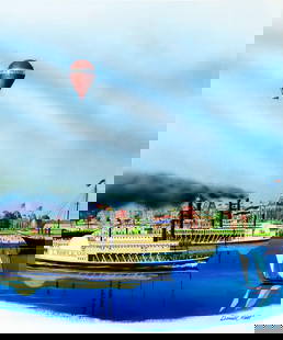Donald Moss (CT,MA,1920-2010) gouache painting: ARTIST: Donald Moss (Connecticut, Massachusetts, 1920 - 2010) TITLE: Louisiana Worlds Exposition, New Orleans YEAR: 1984 MEDIUM: gouache on board CONDITION: