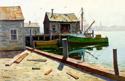 Hjalmar Cappy Amundsen (ME,NY,MA,1911-2001) oil painting