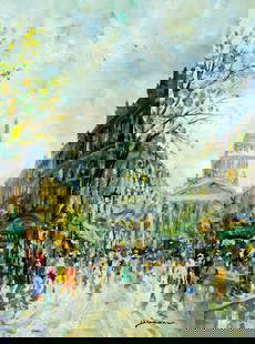 Salvadore Demone (Italy,1928-?) oil painting: ARTIST: Salvadore Demone (Italian, 1928 - ???) TITLE: Paris Cityscape MEDIUM: oil on canvas CONDITION: Unstretched (In-House stretching available). Very good. No visible