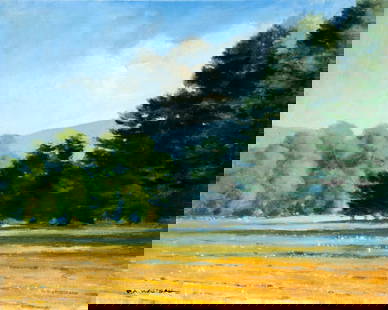 Robert Waltsak (NJ,b 1944) oil painting: ARTIST: Robert Alan Waltsak (New Jersey, born 1944) TITLE: Early Morning in Vermont (titled on stretcher) MEDIUM: oil on canvas CONDITION: Very good. No visible inpaint unde