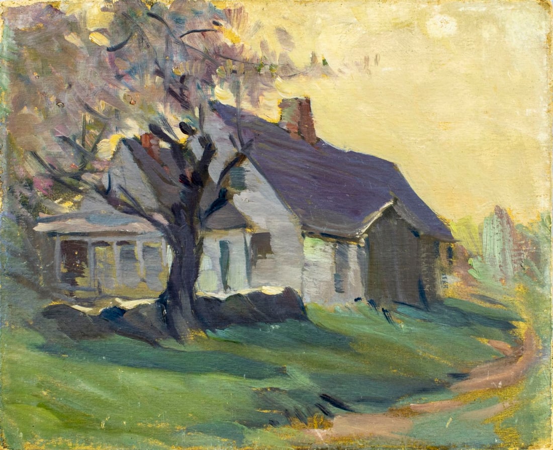 John Doe (US,early 20C) oil painting antique 2-sided (1 of 9)