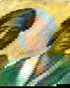 Laura Greenwood (PA,1897-1951) oil painting: ARTIST: Laura Marie Greenwood (Pennsylvania, 1897 - 1951) TITLE: Portrait of Black Woman MEDIUM: oil on canvas CONDITION: Some small paint losses. Minor craquelure. No vis