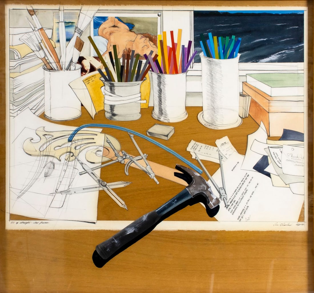 Eric Sealine (IO,MA,b 1948) mixed media painting (1 of 12)