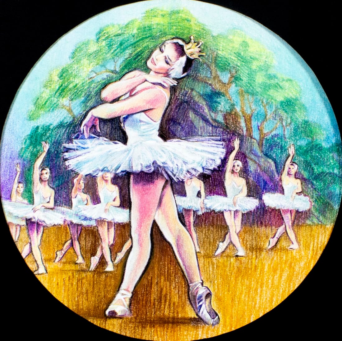 ATTR Patricia Fevre (20C) pastel painting: ARTIST: ATTRIBUTED TO Patricia Fevre (20 century) TITLE: Ballet Plate YEAR: 1984 MEDIUM: pastel on board CONDITION: Very good. ART SIZE: