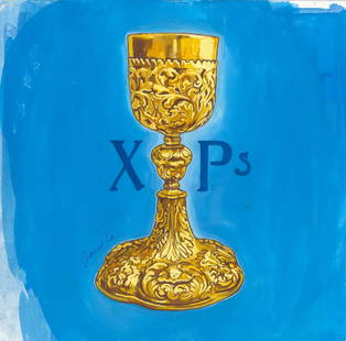 Elisabeth von Janota-Browsky (German,20C) gouache painting: ARTIST: Elisabeth von Janota - Browsky (Germany, 20 century) TITLE: Romano Guardini (titled on verso) YEAR: 1984 MEDIUM: gouache on board CONDITION: Few minor scratches by the upper edge. ART SIZE: