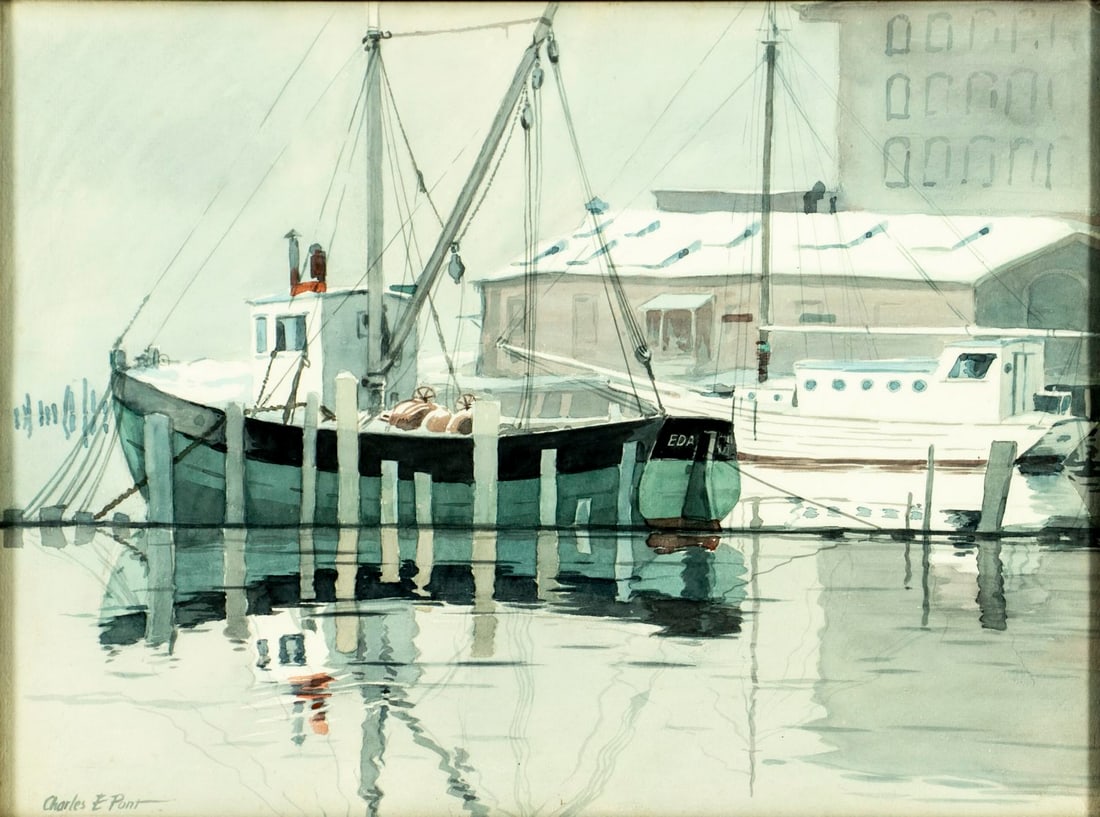 Charles Pont (CT,1898-1971) watercolor painting (1 of 13)