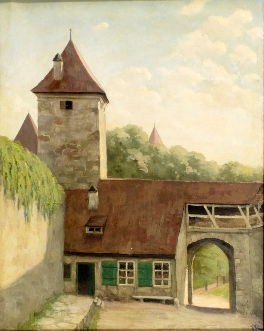 Vintage mid 20C Danish oil painting signed (1 of 12)