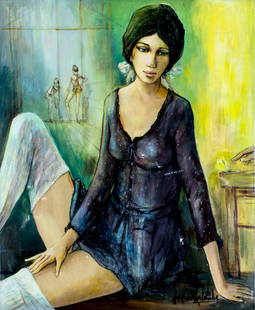 Jacques Lalande (French,1921-2003) oil painting: ARTIST: Jacques Lalande (France, 1921 - 2003) NAME: Ballet Dancer MEDIUM: oil on canvas CONDITION: Some minor scrathes/paint losses. Restretched. No visible inpaint under UV light. SIGHT