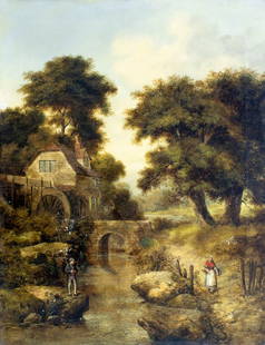 George Farrington Hornibrook (UK,1843-1882) oil painting antique: ARTIST: George Farrington Hornibrook (United Kingdom, 1843 - 1882) TITLE: Village Scene YEAR: 1880 MEDIUM: oil on canvas CONDITION: Some flaking/paint