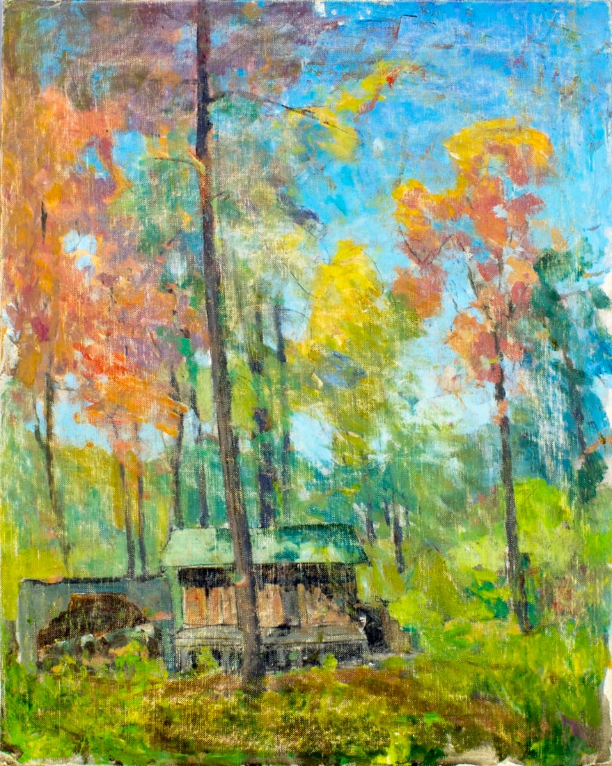 William A Drake (Canada,1891-1979) oil painting: ARTIST: William Alexander Drake (Canadian, 1891 - 1979) NAME: Autumn Landscape MEDIUM: oil on canvas board CONDITION: Minor damages to lower edge of the board. No visible inpaint under UV li