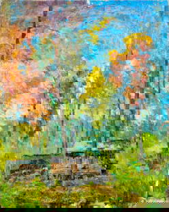 William A Drake (Canada,1891-1979) oil painting: ARTIST: William Alexander Drake (Canadian, 1891 - 1979) NAME: Autumn Landscape MEDIUM: oil on canvas board CONDITION: Minor damages to lower edge of the board. No visible inpaint under UV light. 