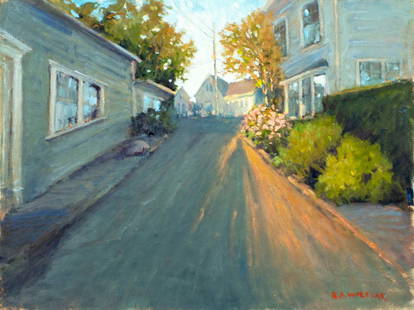 Robert Waltsak (NJ,b 1944) oil painting: ARTIST: Robert Alan Waltsak (New Jersey, born 1944) TITLE: Cityscape MEDIUM: oil on canvas board CONDITION: Few minor scratches. No visible inpaint under UV light.