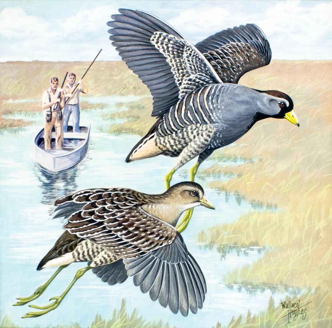 Wallace Hughes (FL,1918-2010) gouache painting (1 of 13)