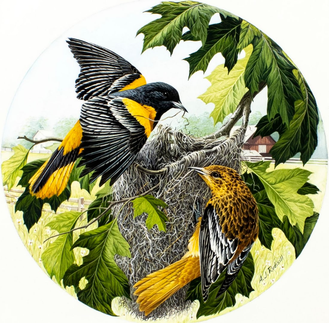 Anthony J Rudisill (US,1934-?) gouache painting (1 of 14)