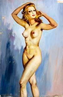 Marc Olivier Gregoire (France,1897-1991) oil painting: ARTIST: Marc Olivier Gregoire (French, 1897 - 1991) TITLE: Nude MEDIUM: oil on board CONDITION: Some damages to edges and corners. Some scratches/paint losses (see picture
