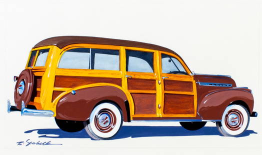 Robert Seabeck (WY,1945-?) gouache painting: ARTIST: Robert Seabeck (Wyoming, 1945 - ???) TITLE: Chevrolet Automobile 1941 Special Deluxe (titled on verso) YEAR: 1998 MEDIUM: gouache on heavy paper CONDIT