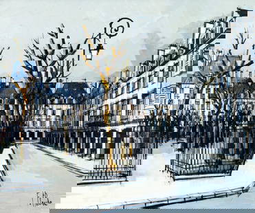 F Claude (France,20C) oil painting: ARTIST: F Claude (French, 20 century) TITLE: Cityscape MEDIUM: oil on canvas CONDITION: Unstretched (In-House stretching available). Missing a few flakes of paint. Minor cra