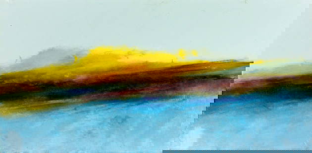 Materese Roche (PA,?-2023) oil painting: ARTIST: Materese Roche (Pennsylvania, ??? - 2023) TITLE: Sunset MEDIUM: oil on board CONDITION: Some faint scratches mostly along edges. No visible inpaint under UV light.