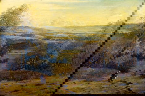 Henry Cheadle (UK,1852-1931) oil painting antique: ARTIST: Henry Cheadle (United Kingdom, 1852 - 1931) TITLE: Autumn Coutryside Landscape MEDIUM: oil on canvas CONDITION: Few small patches. Few small scratches/paint losses