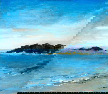 Robert Waltsak (NJ,b 1944) oil painting: ARTIST: Robert Alan Waltsak (New Jersey, born 1944) TITLE: Coastal Landscape MEDIUM: oil on canvas CONDITION: Few small scratches/paint losses mostly along the upper edge. N