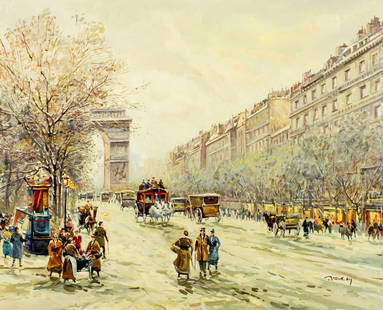 M Patrick (Europe,20C) oil painting: ARTIST: M Patrick (European, 20 century) TITLE: Paris Cityscape, France MEDIUM: oil on canvas CONDITION: Unstretched (In-House stretching available). Very good. No visible i