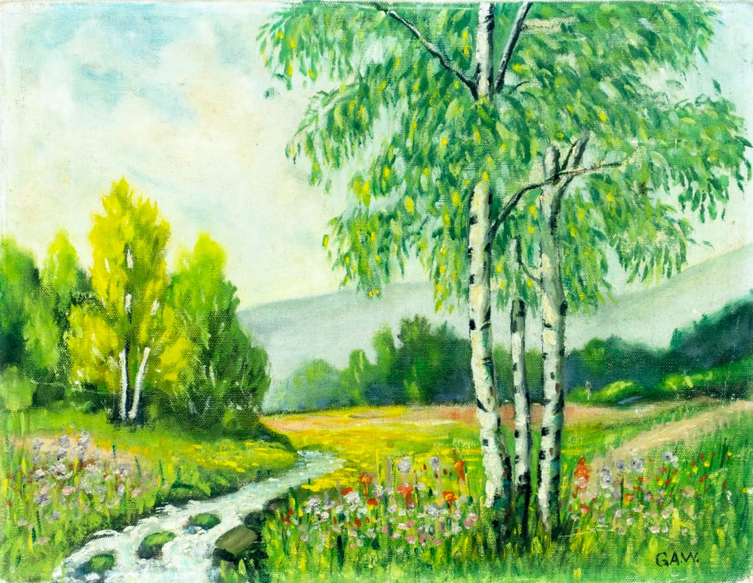 Vintage mid 20C American oil painting (1 of 12)