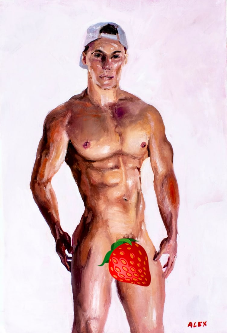 Alex Siryi (Ukraine,b 1997) oil painting: ARTIST: Alex Siryi (Ukrainian, born 1997) TITLE: Male Nude MEDIUM: oil on canvas CONDITION: Unstretched (In-House stretching available). Very good. No visible inpaint under