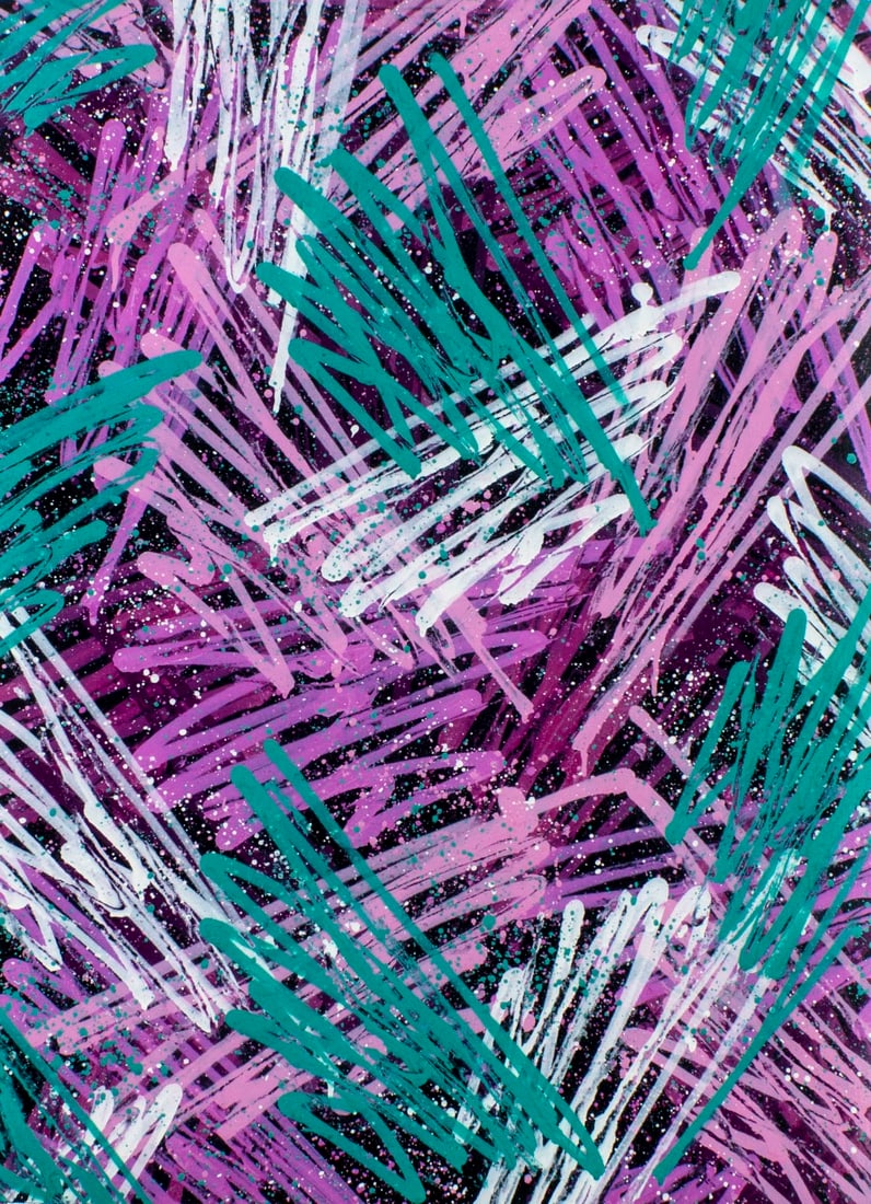 Seen (NY,France,b 1961) acrylic painting (1 of 14)