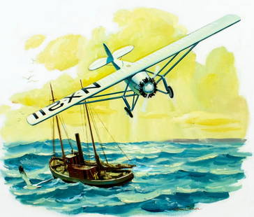 William George (CA,1930-?) oil painting: ARTIST: William George (California, 1930 - ???) TITLE: Landfall Lifts the Heart YEAR: 1989 MEDIUM: oil on canvas CONDITION: Very good. No visible inpai