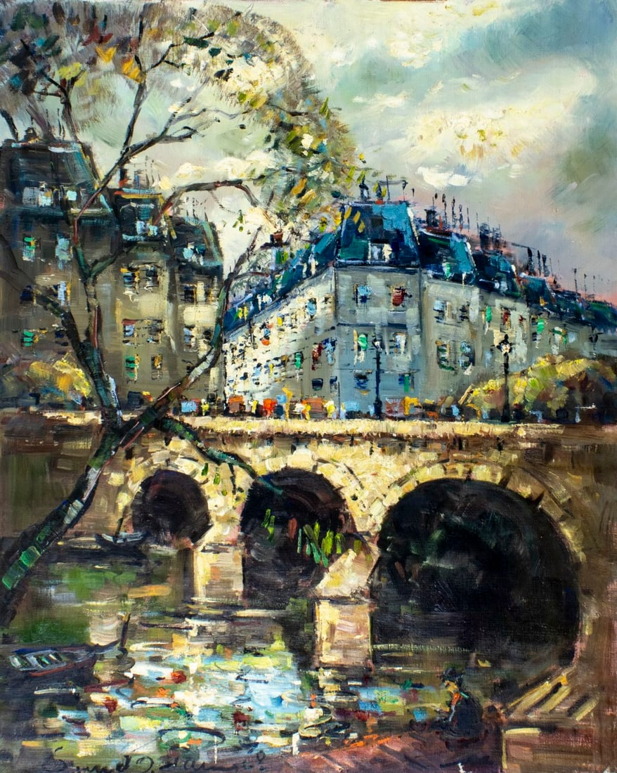 Vintage 20C French oil painting signed (1 of 13)