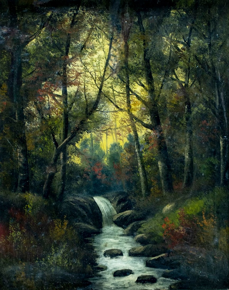 Antique early 20C American oil painting (1 of 11)