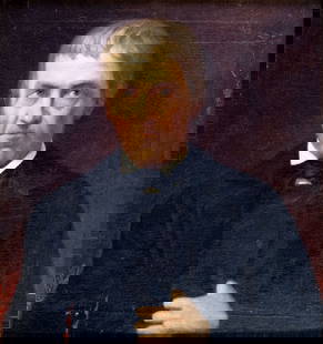 Kogler (US,19C) oil painting antique: ARTIST: Kogler (American, 19 century) TITLE: Portrait of Man YEAR: 1863 MEDIUM: oil on canvas CONDITION: Relined. Few minor paint losses. Minor craquelur