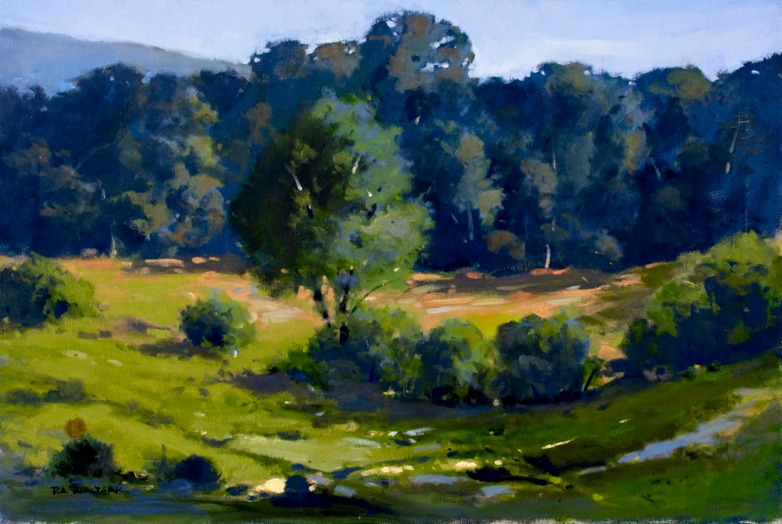 Robert Waltsak (NJ,b 1944) oil painting: ARTIST: Robert Alan Waltsak (New Jersey, born 1944) TITLE: Forest Landscape MEDIUM: oil on canvas CONDITION: Few minor scratches/paint losses. No visible inpaint under UV li