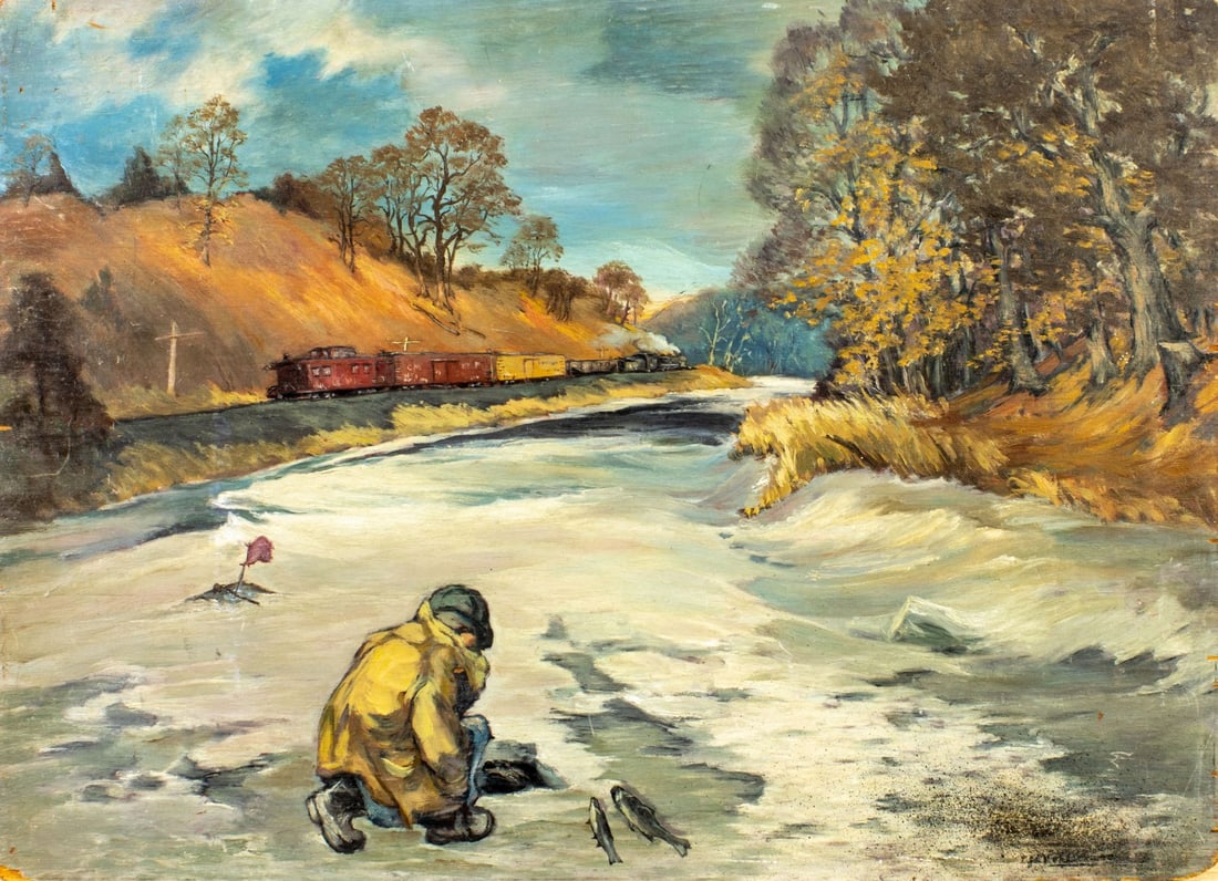 Vintage mid 20C European oil painting signed (1 of 13)