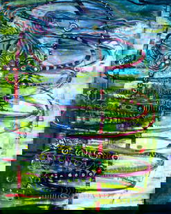 Julie Ross (FL,New Zeland,1965-2021) oil painting: ARTIST: Julie Ross (Florida, New Zeland, 1965 - 2021) TITLE: Abstract Composition MEDIUM: oil on canvas CONDITION: Very good. No visible inpaint under UV light. ART SIZE: 30 x 24 inches / 76 x 60