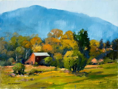 Robert Waltsak (NJ,b 1944) oil painting: ARTIST: Robert Alan Waltsak (New Jersey, born 1944) TITLE: Autumn Country Landscape MEDIUM: oil on canvas CONDITION: Few small scarthces along the lower edge. No visible inpaint under UV light.