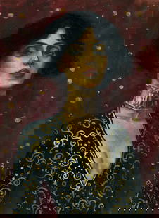 Maria Popova (Ukraine,b 1995) watercolor painting: ARTIST: Maria Popova (Ukrainian, born 1995) TITLE: Portrait of Woman MEDIUM: watercolor on heavy paper CONDITION: Very good. ART SIZE: 16 x 12 inches / 40 x 30 cm FRAME SIZE: unframed (In-House